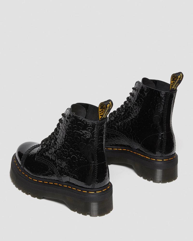 Dr Martens Sinclair Leopard Emboss Patent Lær Platform Støvler Dame Svarte Leopard | Norge 527YXF